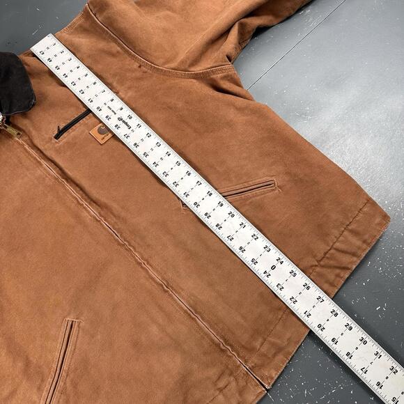 VTG Carhartt Jacket Men 2XLT Brown Canvas Detroit J97-BRN Plaid Blanket Line Y2K - Picture 7 of 10